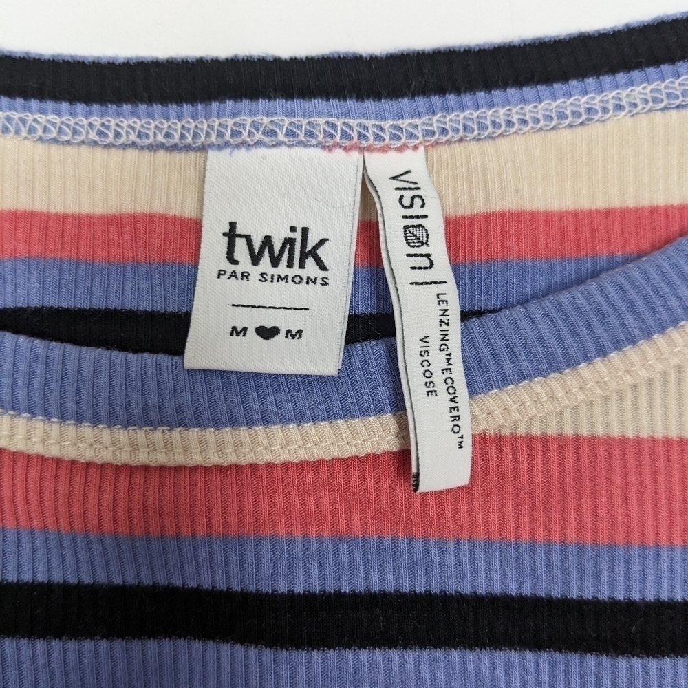 Simons Twik women's long sleeves striped crop top size M - Picture 3 of 9